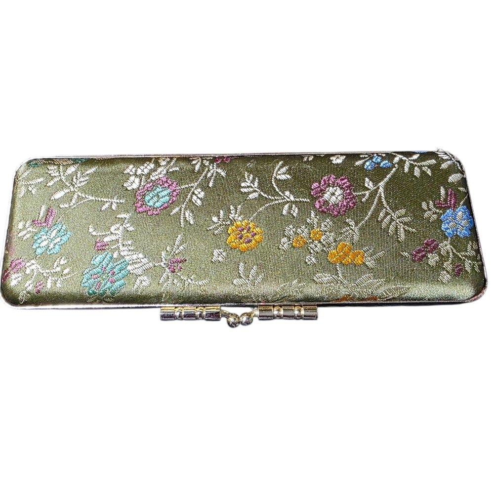 Floral Embroidered Clutch - Green